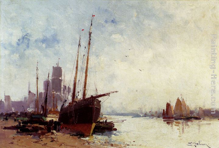 Shipping In The Docks painting - Eugene Galien-Laloue Shipping In The Docks art painting